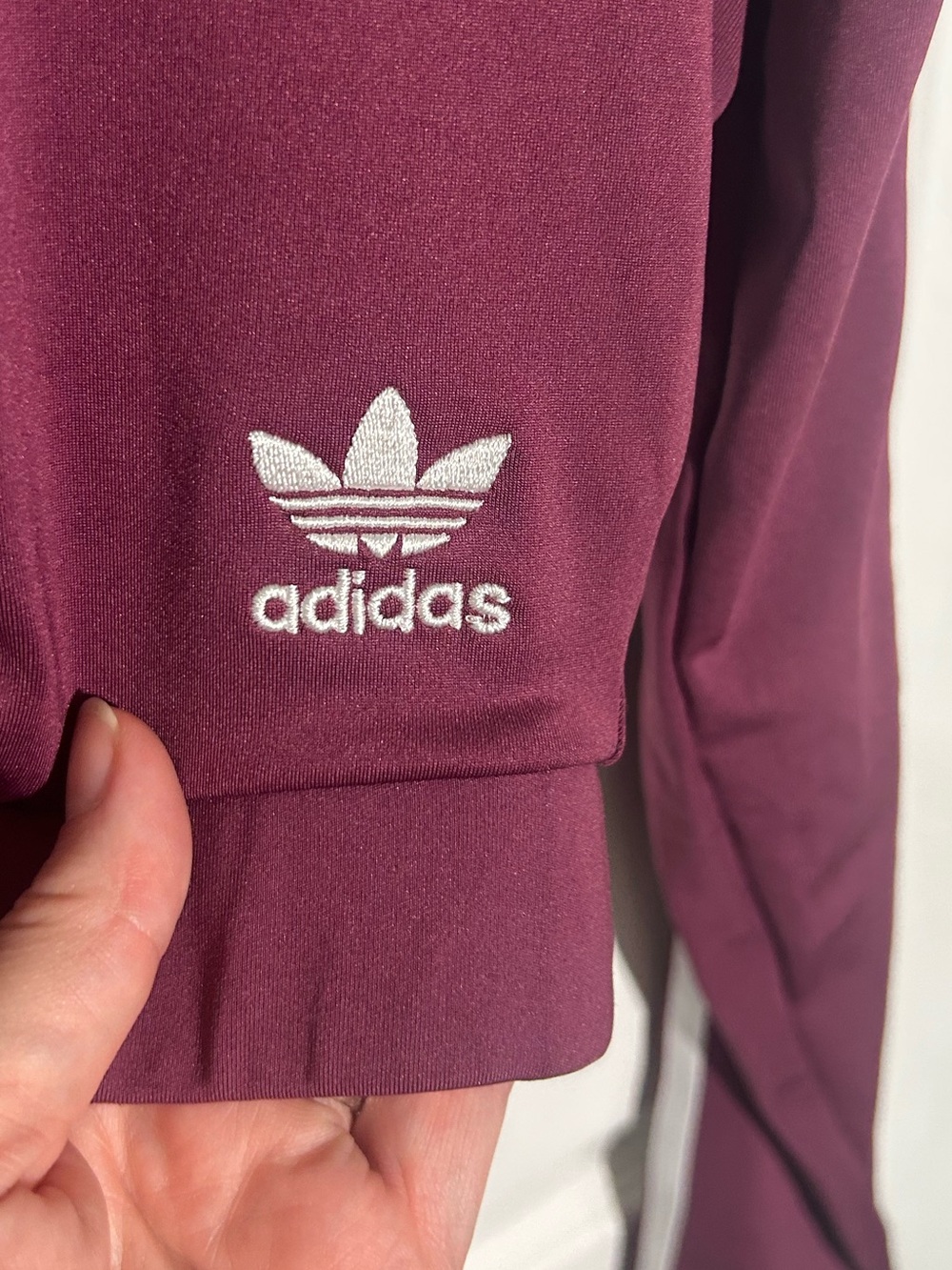 Adidas Originals Adicolor Classics long-sleeve crop burgundy square neck Medium - Picture 6 of 14